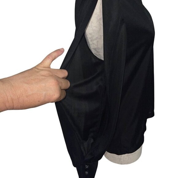 California West Set Vintage 1970s Womens Blouse Size Small Black Open Sleeve - Picture 8 of 8